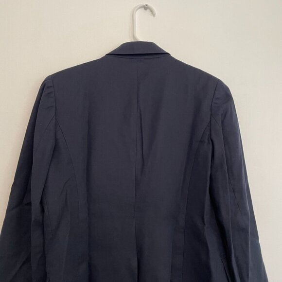 J. CREW Solid Navy Blue Striped Lining Two Button 100% Cotton Work Blazer Jacket - Picture 11 of 16